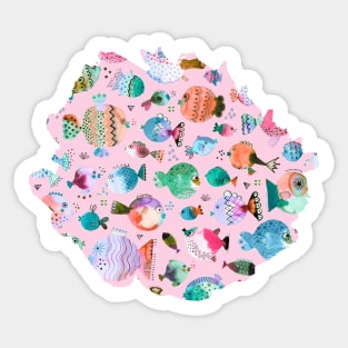 Puffer fishes Pink Sticker